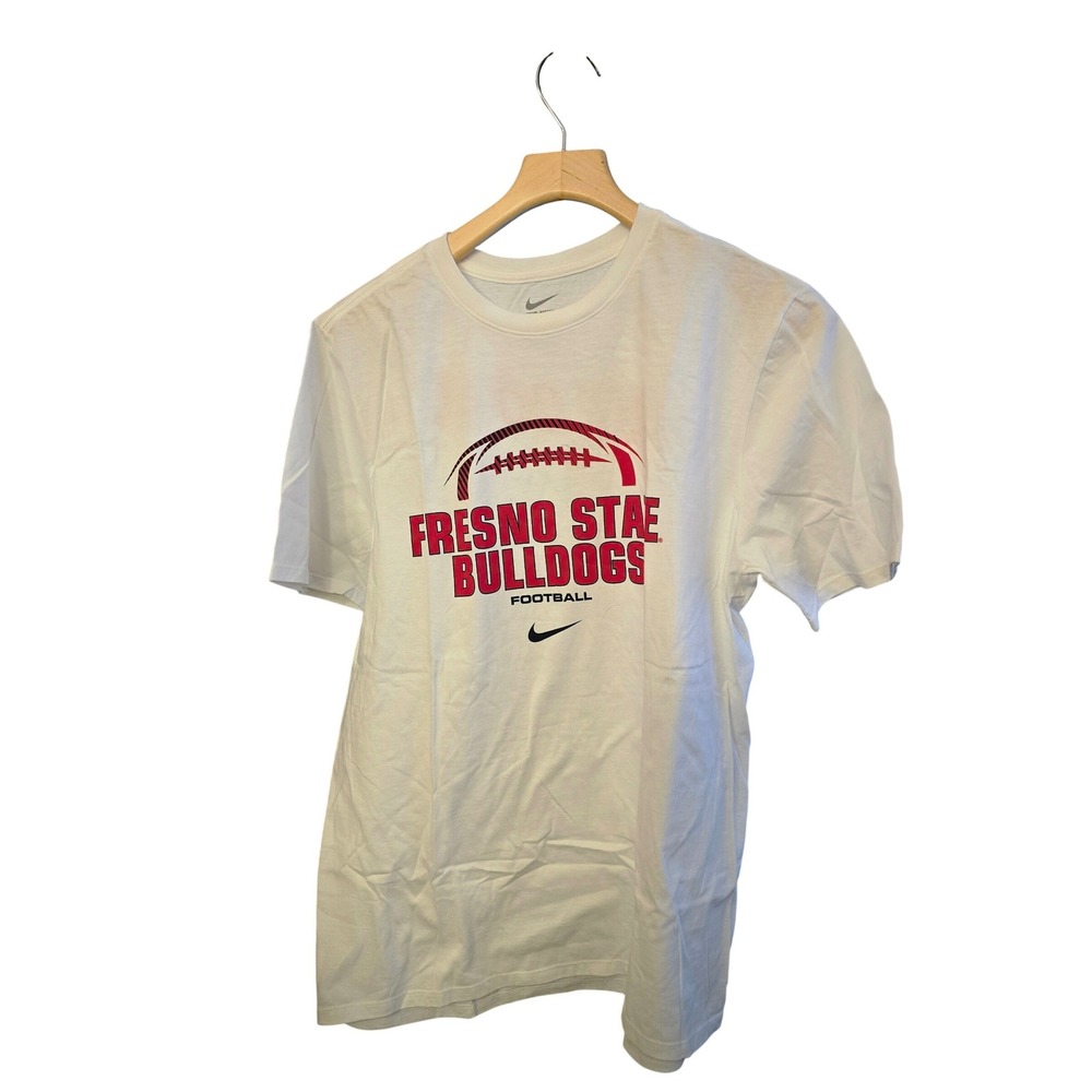 Nike Fresno State Bulldogs Football T-Shirt Mens Large White Just Do It Graphic